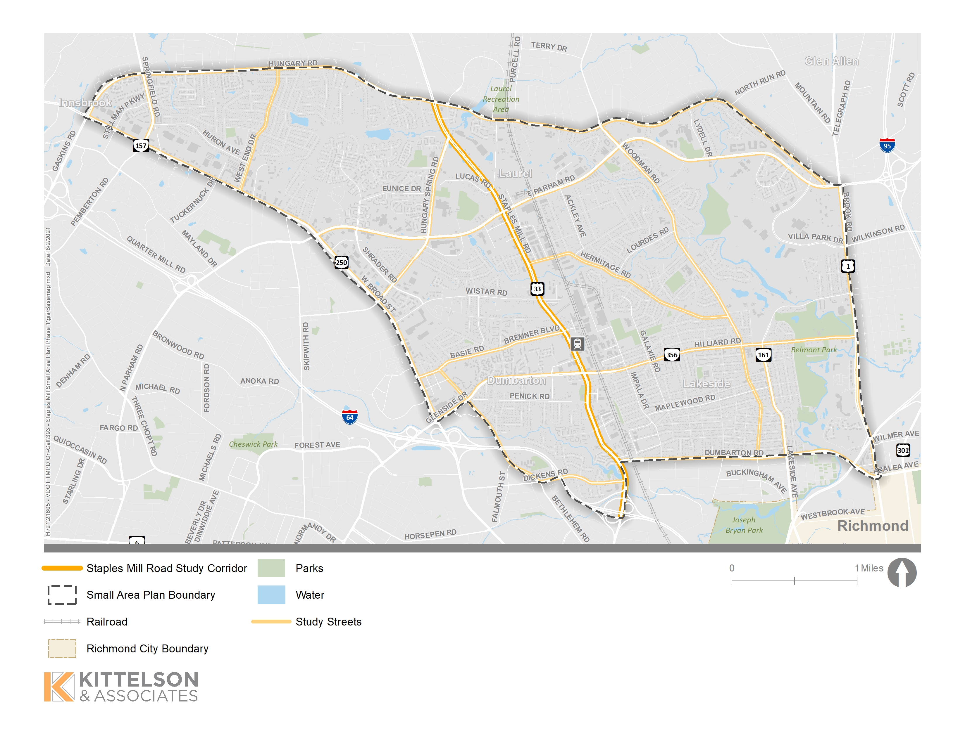 Staples Mill Road (Route 33) Small Area Plan study area map